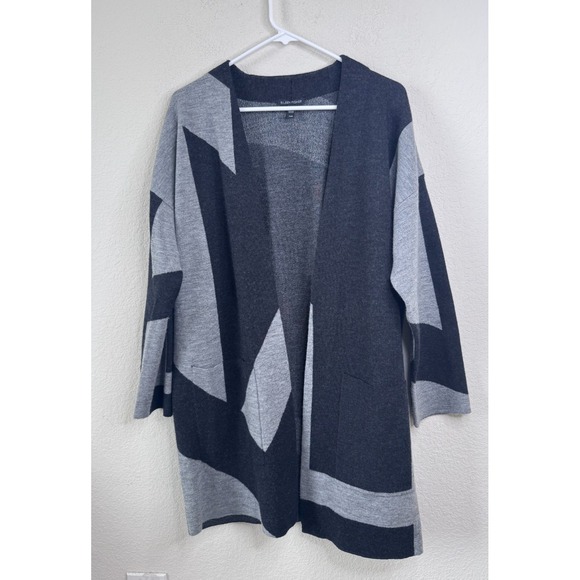 Eileen Fisher Sweaters - Eileen Fisher Merino Wool Open Front Cardigan M Colorblock Minimalist Duster